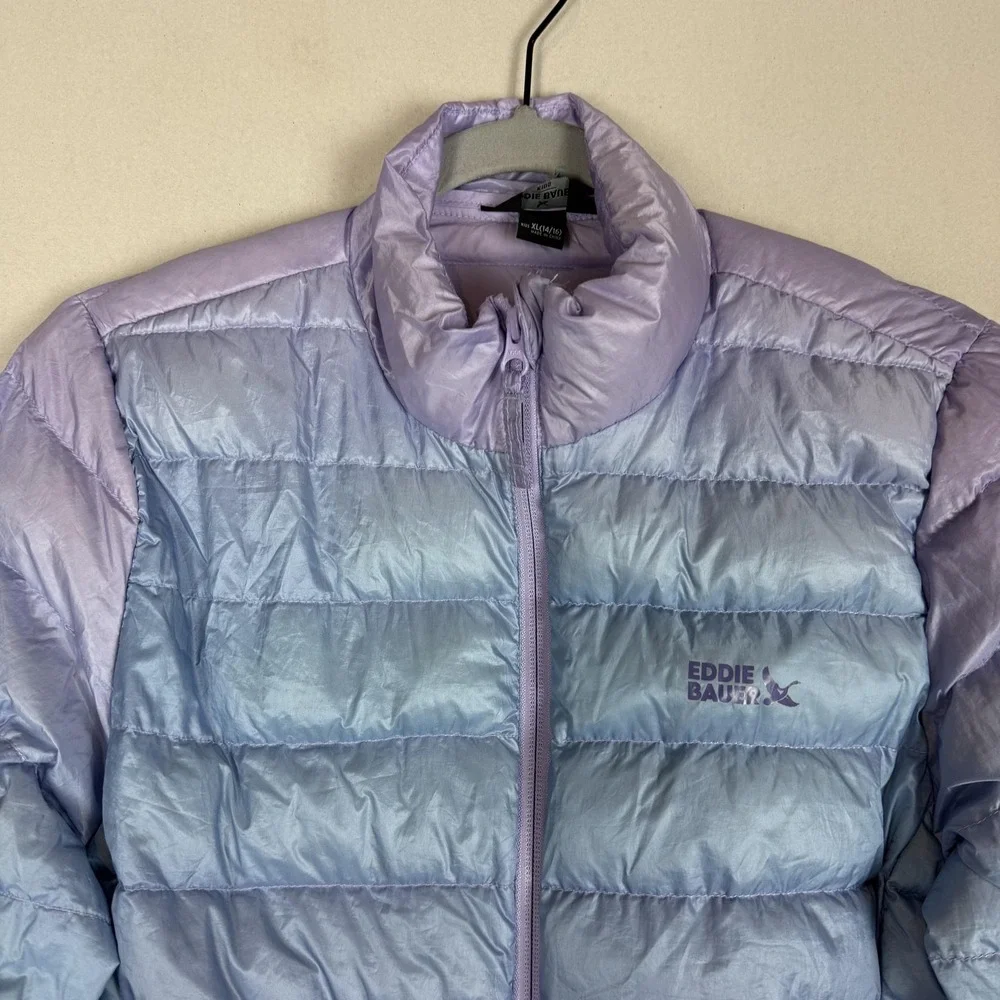 Eddie Bauer Jacket Kids 14-16 Purple Ombre Down Puffer‎ Full Zip Winter Warm